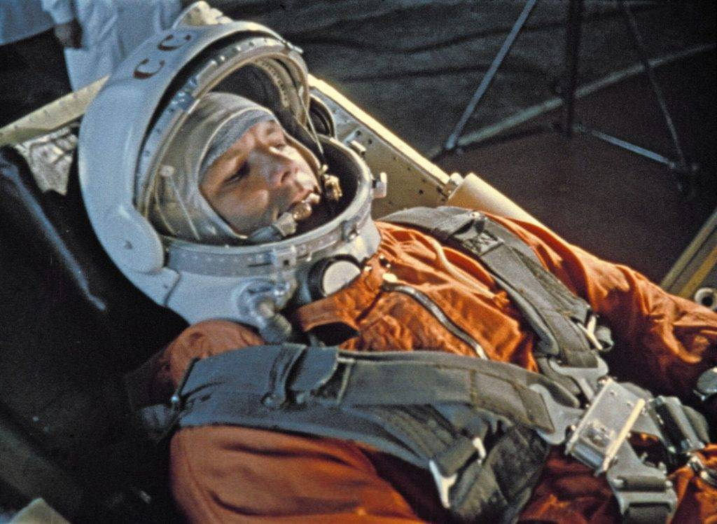 ▲ 1961 年4 月12 日，前蘇聯宇航員加加林飛向太空