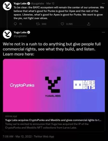 Yuga Labs 並不急於對CryptoPunks 和Meebits 做些什麼，而是選擇先看他們的社區做什麼