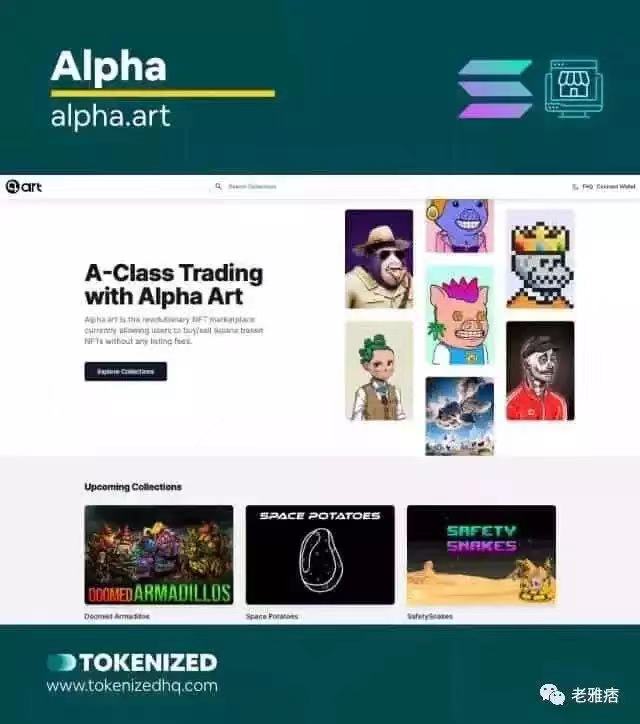 「Alpha」Solana NFT 市場的屏幕截圖