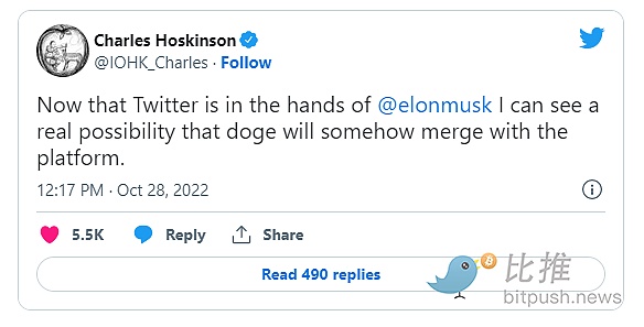 Charles Hoskinson的Twitter。來源：Twitter