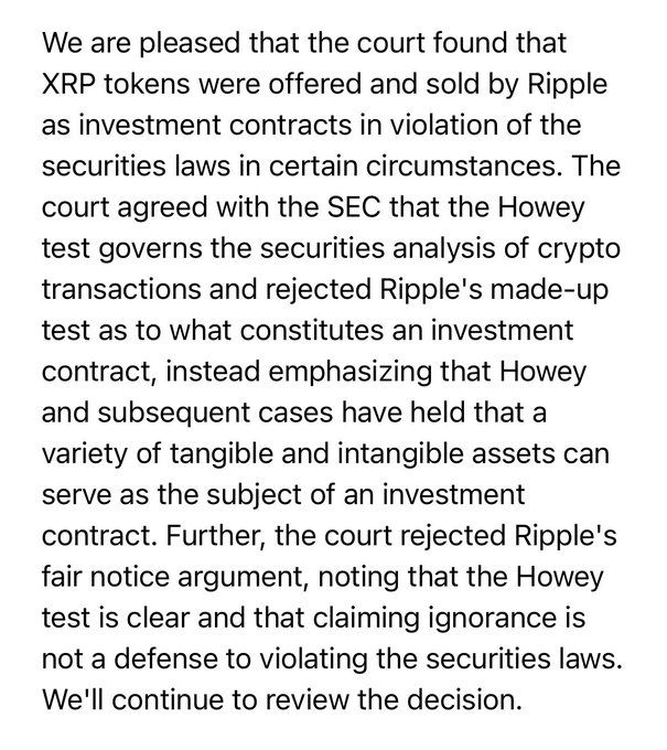 Ripple短暫勝訴，XRP代幣不是證券？